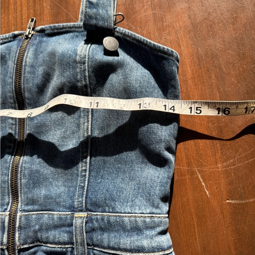 Alice + Olivia Sleeveless Sweetheart Denim Jeans Romper Blue Womens Size 27 NWOT - Picture 7 of 10